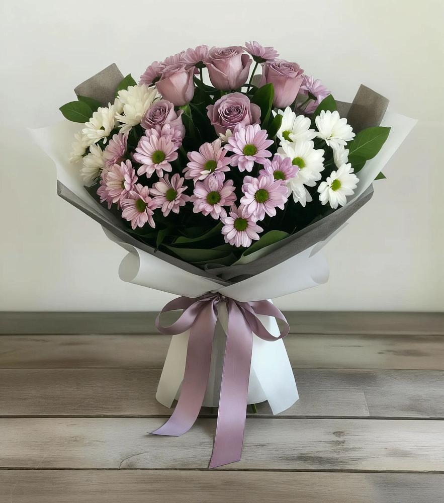 Букет цветов из: Хризантемы и Розы в Изобильном