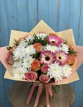 Букет цветов из:  Розы, Герберы и Хризантемы в Изобильном