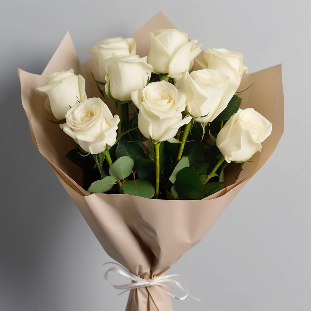 Букет 9 Белых роз Эдлесс Лав в Изобильном