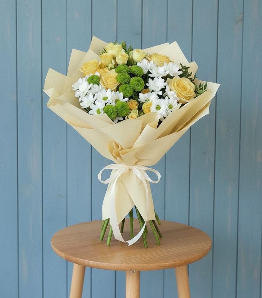 Букет цветов из: Хризантемы и Розы в Изобильном