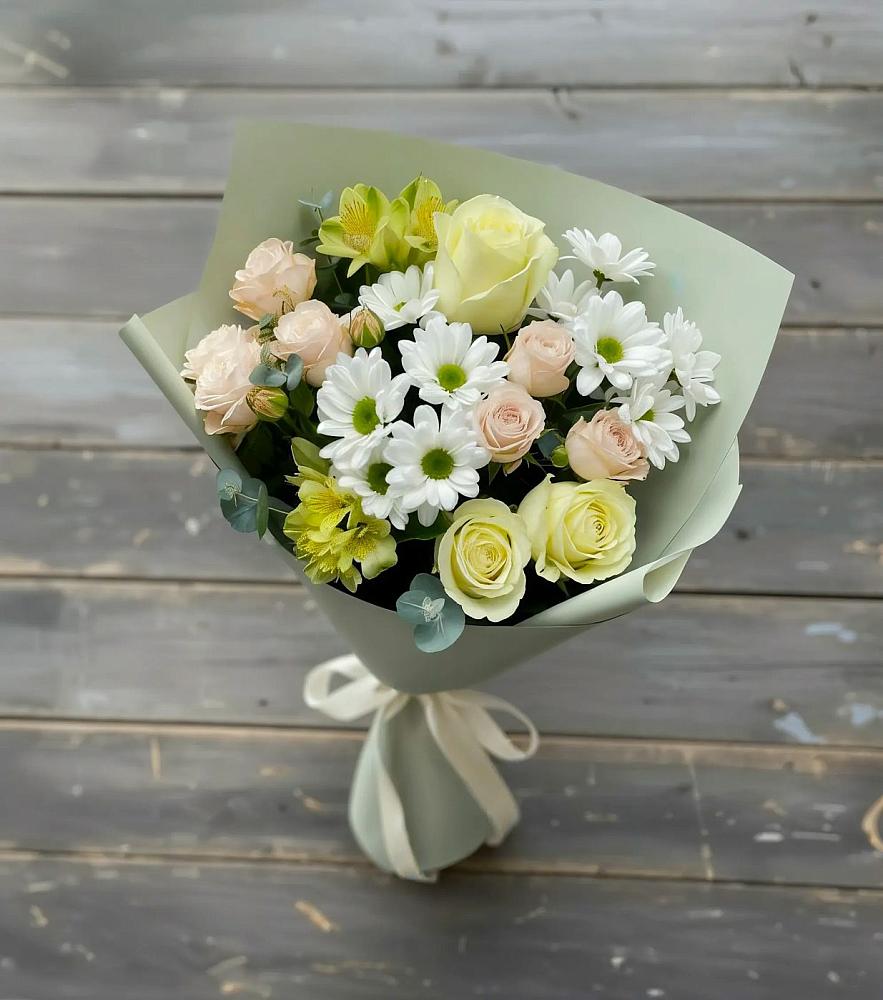 Букет цветов из: Альстромерии, Розы и Хризантемы в Изобильном