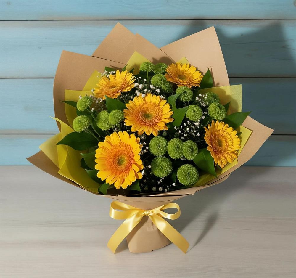Букет цветов из: Герберы и Хризантемы в Изобильном