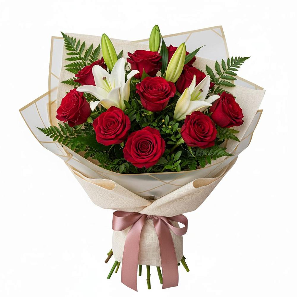 Букет цветов из: Лилии и Розы в Изобильном