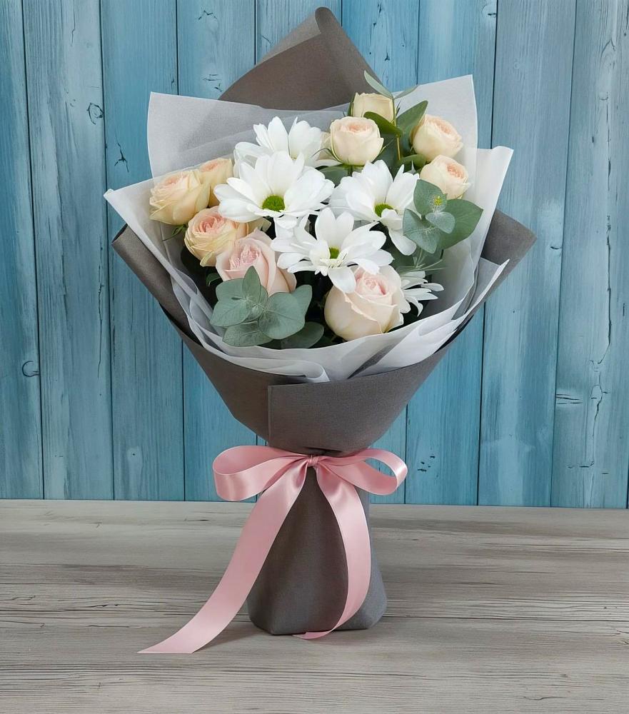 Букет цветов из: Хризантемы и Розы в Изобильном