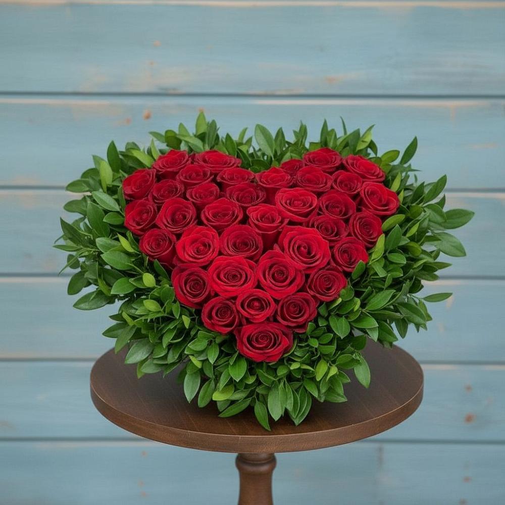 Цветочная композиция из Розы в виде сердца в Изобильном