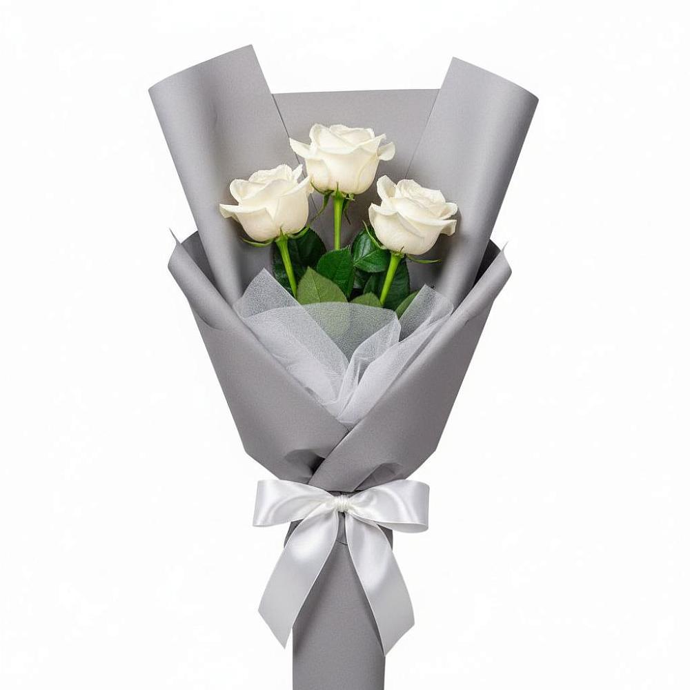 Букет 3 белые розы в Изобильном