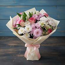 Букет цветов из:  Хризантемы, Альстромерии и Розы в Изобильном