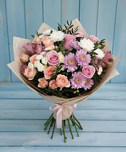 Букет цветов из:  Хризантемы, Розы и Альстромерии в Изобильном