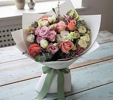 Букет цветов из:  Розы, Лизиантусы и Гвоздики в Изобильном