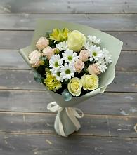 Букет цветов из:  Альстромерии, Розы и Хризантемы в Изобильном