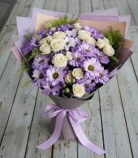 Букет цветов из:  Хризантемы и Розы в Изобильном